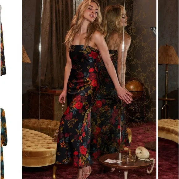 12th Tribe | Dresses | Natalia Black Floral Maxi Dress Nwt | Poshmark